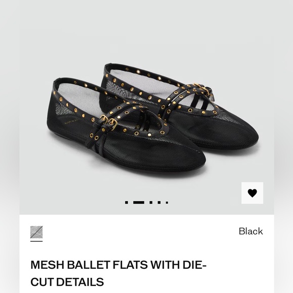 Mango Shoes - Mesh Ballet Flats With Die-Cut Details